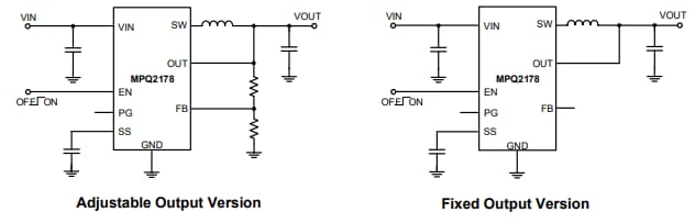 Application Circuit Diagram - Monolithic Power Systems (MPS) MPQ2178 Synchronous Step-Down Converters